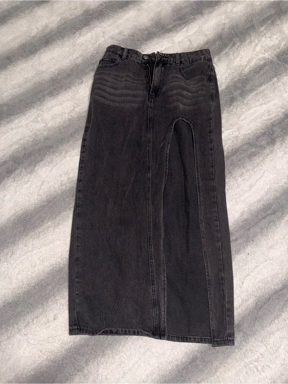 SHEIN Black Riding-Inspired Denim Skirt-Jeans